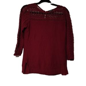 Lucky Brand Red Crochet Top Size S